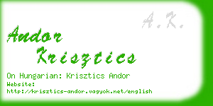 andor krisztics business card